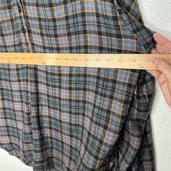 Free People Northern Bound Oversized Plaid Half Button Long Sleeve Shirt XS - Picture 13 of 13